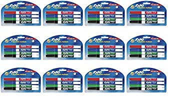 【中古】【輸入品・未使用】Expo 低臭 ホワイトボードマーカー 細字 アソートカラー 4個 (12本パック)
