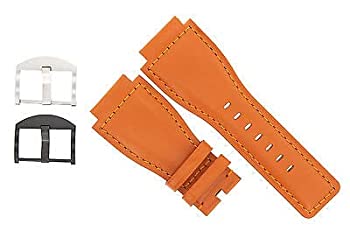 【中古】【輸入品・未使用】24?mm本用時計バンドストラップSmooth Bell Ross br-01-br-03オレンジ# 8b 24mm Orange/Buckle Color - Silver