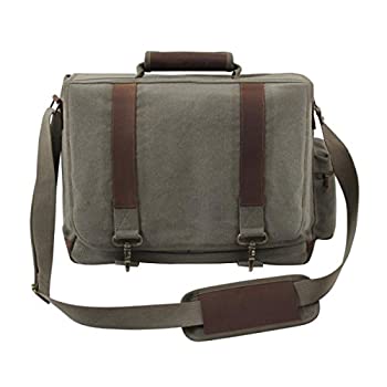 【中古】【輸入品 未使用】（ロスコ） ROTHCO Vintage Canvas Pathfinder Laptop Bag With Leather Accents 9691 (オリーブ)