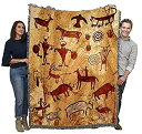 【中古】【輸入品・未使用】Pure Country Weavers - Kokopelli ラセットとグリーン織ブランケット | タペストリー掛け フリンジコッ...