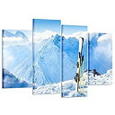 【中古】【輸入品・未使用】Kreative Arts キャンバスプリント ウォールアート 冬の山とスキー用具 雪景色の写真 モダンなホーム装飾 枠張りフレーム入...