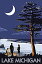 šۡ͢ʡ̤ѡLake Michigan - Bonfire at Night Scene (24x36 Giclee Gallery Print, Wall Decor Travel Poster) by Lantern Press