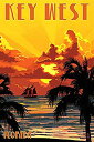 yÁzyAiEgpzKey West, Florida - Sunset and Ship (24x36 Giclee Gallery Print, Wall Decor Travel Poster) by Lantern Press