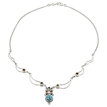 【中古】【輸入品・未使用】NOVICA マルチジェム シトリン .925スターリングシルバー ペンダントネックレス 18.25インチ 輝くプリンセス