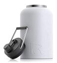 【中古】【輸入品・未使用】RTIC 水差し ハンドル付き 1ガロン ホワイトマット 大型ダブル真空断熱ウォーターボトル ステンレススチール魔法瓶 ホット&コール...