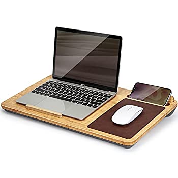 【中古】【輸入品・未使用】ラップノートパソコンデスクマウスパッド - 15インチまでの木製ラップデスク 通気口付き リストパッド付き ラップトップパッドスタンド ノートブ
