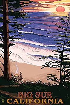 【中古】【輸入品・未使用】Big Sur、カリフォルニアサーフィンのサンセット 24 x 36 Giclee Print LANT-31669-24x36