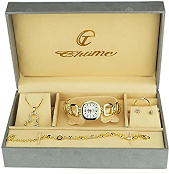 【中古】【輸入品・未使用】ギフトセット レディースウォッチ ゴールド ジュエリーセット ネックレスリ