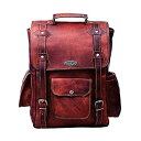 【中古】【輸入品・未使用】HULSH ハンドメイド 16インチ ブラウンレザー バックパック メンズ ヴィンテージ 簡単オープン プッシュロック 本革バックパッ...
