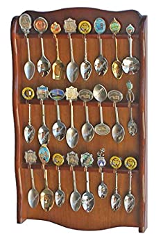 yÁzyAiEgpzSpoon Rack Holder to hold 24 Spoons, Display Souvenir or Collectible Spoons, SP24-WALN