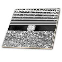 【中古】【輸入品・未使用】3dローズAnne Marie Baugh???Glitter and Chic???ブラックandホワイトストライプデジタルダイヤモンド、シルバーグリッターデザイン???
