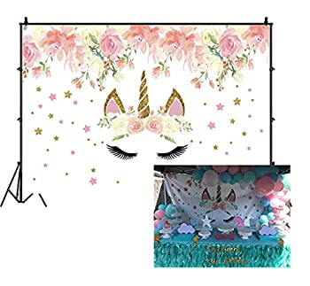 楽天スカイマーケットプラス【中古】【輸入品・未使用】leowefowa 10?x 8ftユニコーンBackdrop Girl 's 1st Birthday Backdrops for Photography Twinkle Stars Eyelash花漫画ビニール写真背景ベビー