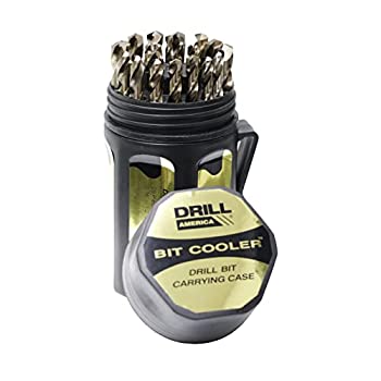 šۡ͢ʡ̤ѡDrill America DWD29J-CO-PC Qualtech 29 Piece Cobalt Steel Jobber Length Drill Bit Set in Plastic Case, Gold Oxide Finish, Round Shank,