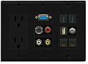 【中古】【輸入品・未使用】RiteAV 2 HDMI 2 Cat6 3.5mm RCAコンポジット同軸USB-A SVGA電源コンセントウォールプレート - ブラック(2)