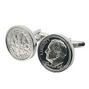 【中古】【輸入品 未使用】WorldcoinCufflinks カフスボタン ロジウムメッキ 43歳の誕生日 カフスボタン 1978 US 10セント硬貨 男性用カフスボタン