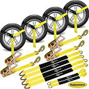【中古】【輸入品・未使用】Trekassy 2インチ x 144インチ タイヤカータイダウンストラップ トレーラー用 高耐久 スナップフック付き 3,300ポン...