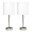 【中古】【輸入品・未使用】Limelights LC2001-WHT-2PK スティック充電コンセント ファブリックシェード 2パック テーブルランプセット つ...