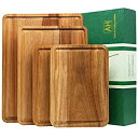 【中古】【輸入品・未使用】AZRHOM 大型木製まな板 4枚セット キッチン用チーズシャルキュトリーボード (ギフトボックス付属) Acacia ブッチャーブロ...