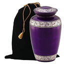 【中古】【輸入品 未使用】Mulberry WIth Silver Band Cremation Urn for Human Ashes - Adult Funeral Urn Handcrafted - Affordable Urn for Ashes - Large Urn Deal