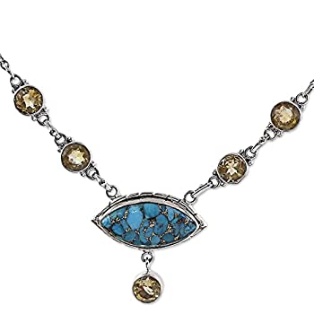 【中古】【輸入品・未使用】Novica multi-gemシトリン色付きスターリングシルバーペンダントネックレス、' Protective Eye inライトブルー'(4)