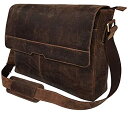 【中古】【輸入品・未使用】18 Inch Vintage Computer Leather Laptop Messenger Bags for Men Leat...