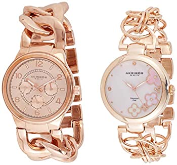 楽天スカイマーケットプラス【中古】【輸入品・未使用】[アクリボス XXIV] Akribos XXIV 腕時計 Rose Gold Tone Ladies Watch Set クォーツ AK677RG [バンド調節工具&高級セーム革セット]【並行輸入品