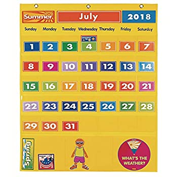 【中古】【輸入品 未使用】Excellerations Classroom Preschool Calendar Pocket Chart, 34 x 42.5 inches, Kids Calendar, School Calendar, Circle Time Learning, Kids