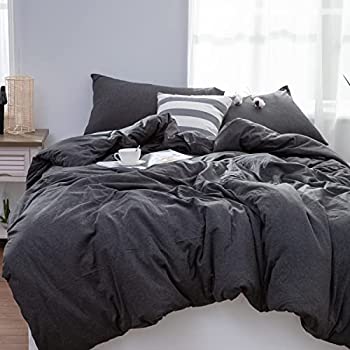 yÁzyAiEgpz(King:230cm x 260cm, Dark Gray) - MisDress Ultra Soft Jersey Knit Cotton 3 Pieces Duvet Cover Set Soft and Durable Comforter Cover and