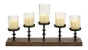 【中古】【輸入品・未使用】Deco 79?Woodメタル燭台with 5-glass Votive、24?by 13インチ、ウォールナットブラウン/ブラック