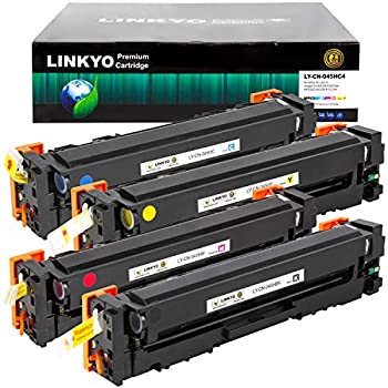 LINKYO 互換カラートナーカートリッジ Canon 045H 大容量 045 (ブラック、シアン、マゼンタ、イエロー、4個パック)