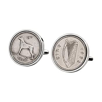 【中古】【輸入品・未使用】WorldcoinCufflinks カフリンクス ロジウムメッキ 69歳の誕生日 1952年 アイリッシュシックペンスコインカフスボタン