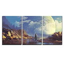 【中古】【輸入品・未使用】wall26 ? 3ピース キャンバスウォールアート ? 別の地球を見ている孤独な女性の風景 イラスト絵画 ? モダンホームアート 枠...