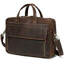 【中古】【輸入品・未使用】Lannsyne ヴィンテージ本革ブリーフケース メンズ 17インチ ノートパソコンバッグ メッセンジャー クロスボディ ショルダー ...