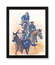【中古】【輸入品・未使用】Civil WarブルーSoldiers on horses Scoutingパーティー画像ブラックFramedアートプリント