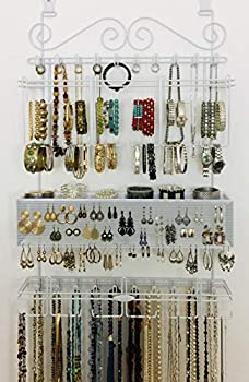Overdoor/Wall Jewelry Organizer in White By Longstem - Unique patented product - Rated Best by Longstem Organizers