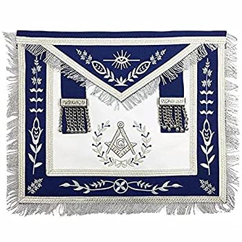 【中古】【輸入品・未使用】MasonicブルーLodgeマスターMasonシルバーマシン刺繍Freemasonsエプロン 標準