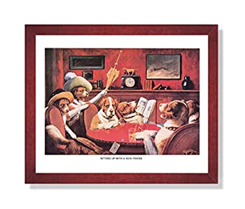 【中古】【輸入品 未使用】Dogs Playing Poker Atテーブル動物画像フレーム付きアート印刷 2