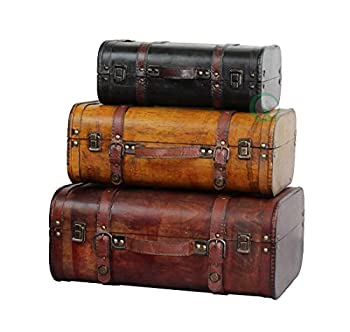 楽天スカイマーケットプラス【中古】【輸入品・未使用】Vintique Wood 3-Colored Vintage Style Luggage Suitcase/Trunk, Set of 3 [並行輸入品]