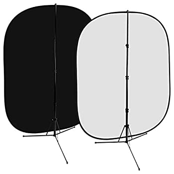 【中古】【輸入品・未使用】Fotodiox 5x7 (フィート) 折りたたみ式 ブラック + ホワイト 2イン1 背景 スタンドサポート付き背景キット