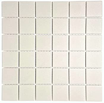 【中古】【輸入品・未使用】ホワイト 無釉磁器 モザイク スクエア 2x2インチ 磁器 床&壁タイル (10個/1..