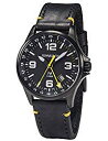 【中古】【輸入品・未使用】Torgoen T9 マットブラック GMT パイロットウォッチ | 42mm - ブラックレザーストラップ