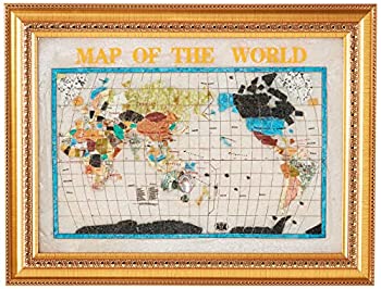 【中古】【輸入品・未使用】Unique Art 70cm Cross with Frame Pearl Ocean Gemstone World Map with Frame