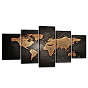 【中古】【輸入品・未使用】Kreative Arts レトロ世界地図ポスター 5枚 ジークレーキャンバスプリント ビンテージ抽象世界地図絵画 キャンバスに印刷 ...