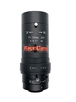 【中古】【輸入品・未使用】RageCams 10-120mm 3メガピクセル 長距離ズーム CCTV CCD CMOS 4k 1080p HD マニュアル アイリス CSマウント 可変焦点セキュリティカメラレンズ