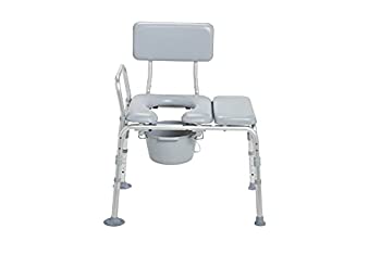 【中古】【輸入品・未使用】Drive Medical Combination Padded Seat Transfer Bench with Commode Opening, Gray (並行輸入品)