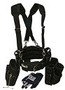 【中古】【輸入品・未使用】Contractor Pro Electricians Combo Deluxe Package (Tool Belt, Suspenders, Gloves, Bucket Tote) Great Durable Belt with Ventilated Back S(4)