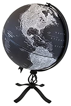 Replogle Hamilton ? Replogle Designer Series Globe, Black Ocean World Globe, Rustic Black Steel Stand, Raised Relief, Designed for Mod
