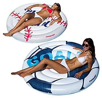 Swimline Extra Large Island Swimming Pool Float Soccer and Baseball 2-Pack