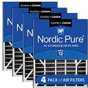 【中古】【輸入品・未使用】Nordic Pure 20x25x5 MERV 12 プリーツエアベアプラス カーボン交換用AC炉エアフィルター 4パック