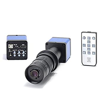 【中古】【輸入品・未使用】HAYEAR 16MP フルHD 1080P 60FPS HDMI USB HD 出力 インダストリーCマウント顕微鏡ビデオカメラ リモコン + 180倍ズームCマウントレンズ